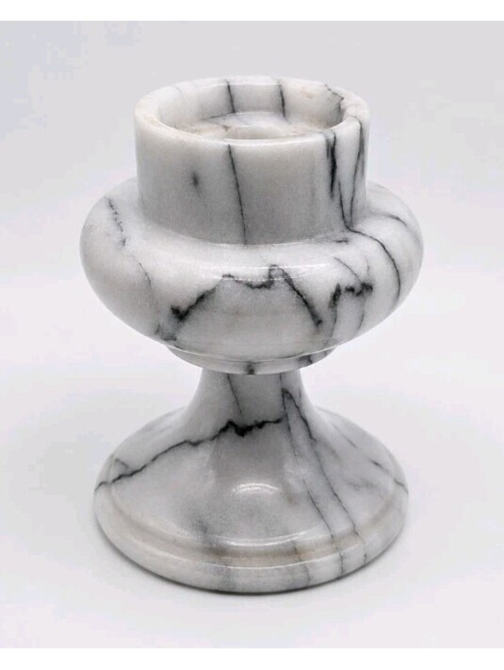 Vintage Gailstyn-Sutton Genuine White Marble Taper Candle Holder 6"